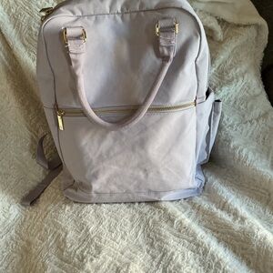 Elegant Lilac Backpack with Gold Details/ travel computer case padded